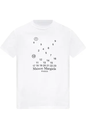 Maison Margiela Homme, Tops, Blanc, Taille: XS T-shirt brodé avec logo
