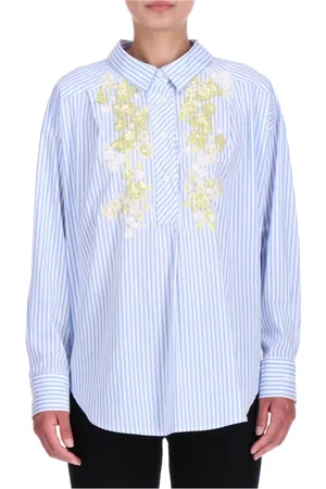 ERMANNO SCERVINO Femme, Blouses et Chemises, Bleu, Taille: 36 FR Chemise Rayée en Coton Bleu Clair