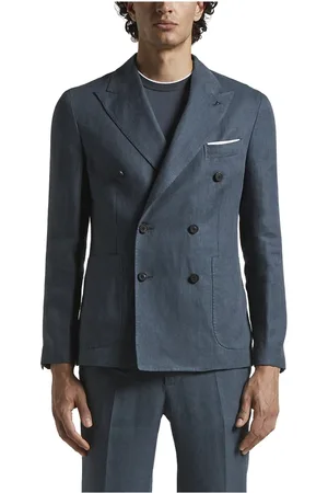 PESERICO SIGN Homme, Vestes, Bleu, Taille: XL Blazer en lin à double boutonnage Ermenegildo Zegna