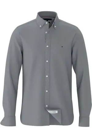 Tommy Hilfiger Homme, Chemises, Gris, Taille: 2XL Chemise Carbon Navy à Manches Longues