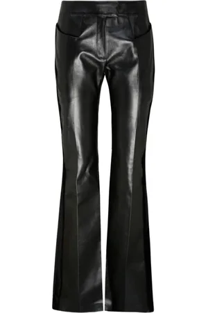 Tom Ford Femme, Pantalons, Noir, Taille: 36 FR Pantalon en cuir noir évasé