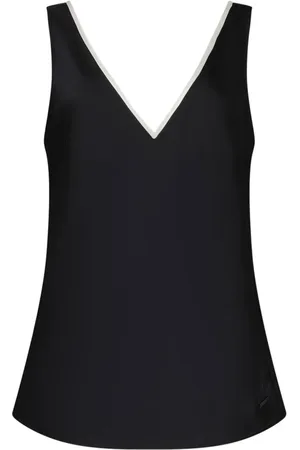 Calvin Klein Femme, Tops, Noir, Taille: 40 FR Haut noir sans manches col en V