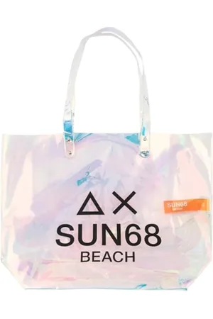 sun68 Femme, Sacs, Multicolore, Taille: ONE Size Sac de Plage Transparent Logo Argent