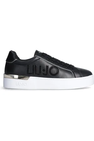 Liu Jo Femme, Chaussures, Noir, Taille: 36 EU Baskets Noires avec Logo en Strass