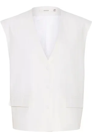 Gestuz Femme, Vestes, Blanc, Taille: 42 FR Gilet en lin - Blanc lumineux