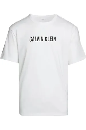 Calvin Klein Homme, Tops, Blanc, Taille: M T-shirt blanc avec logo imprimé