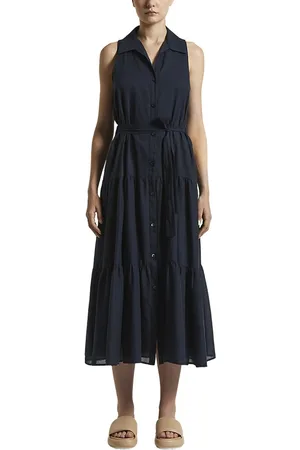 PESERICO SIGN Femme, Robes, Bleu, Taille: 36 FR Robe en voile de coton pur