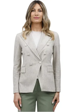 Circolo Femme, Vestes, Gris, Taille: 42 FR Veste Balmain effet toile