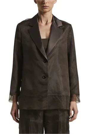 PESERICO SIGN Femme, Vestes, Brun, Taille: 44 FR Blazer croisé en organza lié