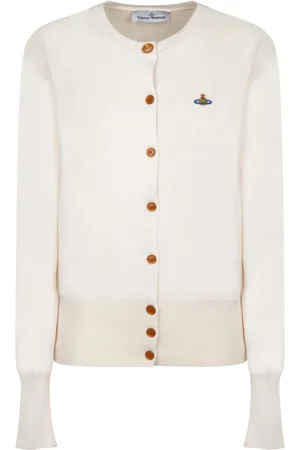 Vivienne Westwood Femme, Pulls, , Taille: 42 FR Cardigan Blanc avec Boutons Ambre
