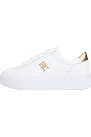 Tommy Hilfiger Femme, Chaussures, Blanc, Taille: 39 EU Metallic Platform Court Baskets