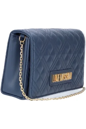 Moschino Femme, Sacs, Bleu, Taille: ONE Size Pochette Bleue Matelassée