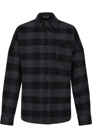 Palm Angels Homme, Chemises, Noir, Taille: L Chemise à Carreaux Noir Gris Coton