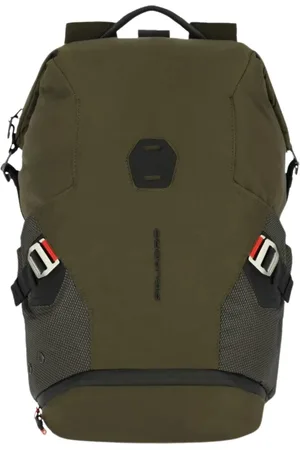 Piquadro Homme, Sacs, Vert, Taille: ONE Size Sac à dos vert antiviral en tissu pour ordinateur portable