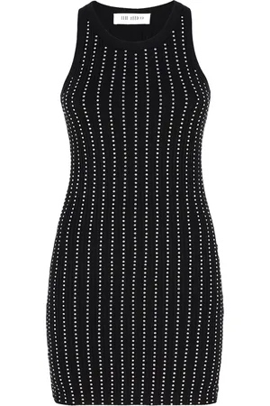 The Attico Femme, Robes, Noir, Taille: 38 FR Mini Robe Noire en Côtes avec Termostrass