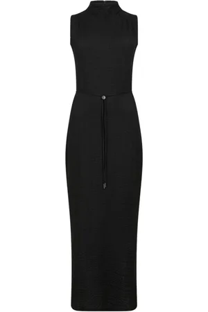 Calvin Klein Femme, Robes, Noir, Taille: 40 FR Robe Longue Noire avec Cordon à la Taille