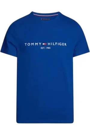 Tommy Hilfiger Homme, Tops, Bleu, Taille: S T-shirt Bleu avec Logo Imprimé