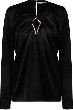 Lanvin Femme, Blouses et Chemises, Noir, Taille: 34 FR Chemisier Noir avec Détail Métallique