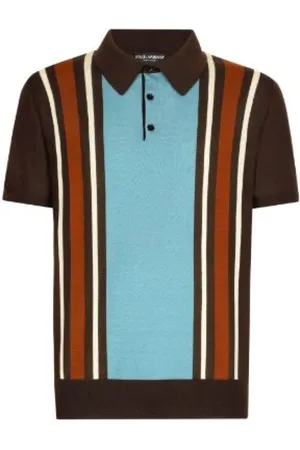 Dolce & Gabbana Homme, Pulls, Multicolore, Taille: S Polo à Rayures en Cachemire et Soie