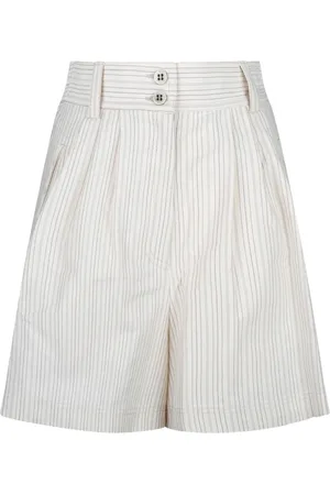 Golden Goose Femme, Shorts, Blanc, Taille: 38 FR Short à Rayures Blanches avec Plis