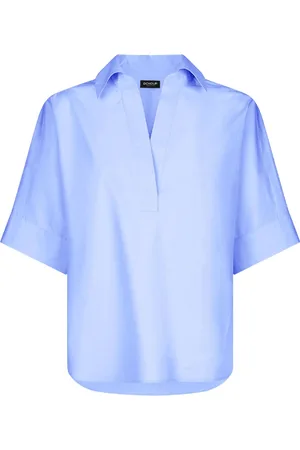 Dondup Femme, Blouses et Chemises, Bleu, Taille: 34 FR Chemise en Coton