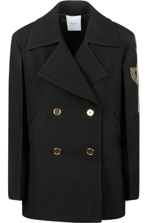 Patou Femme, Vestes, Noir, Taille: 38 FR Manteau en Laine Noir Peacoat Double Boutonnage