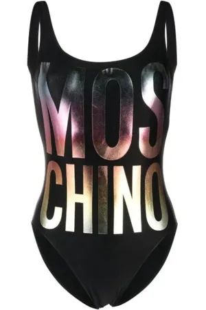 Moschino Femme, Maillots de bain, Noir, Taille: 36 FR Maillot de Bain Noir Logo Arc-en-ciel