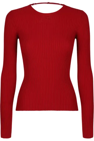 Courrèges Femme, Pulls, Rouge, Taille: 38 FR Pull rouge avec détail lingerie