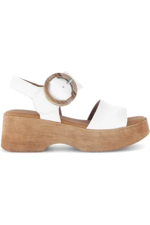 Gabor Femme, Chaussures, Blanc, Taille: 37 1/2 EU Sandales blanches en cuir lisse