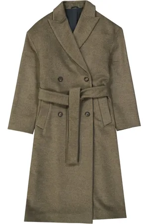 Brunello Cucinelli Femme, Manteaux, Brun, Taille: 40 FR Manteau Vert en Laine et Cachemire Aw23