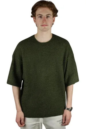 FEAR OF GOD Homme, Tops, Vert, Taille: XL Manches courtes en gaufre lourde vert militaire
