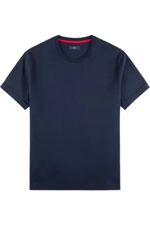 FAY Homme, Tops, Bleu, Taille: M T-shirt Décontracté en Jersey de Coton