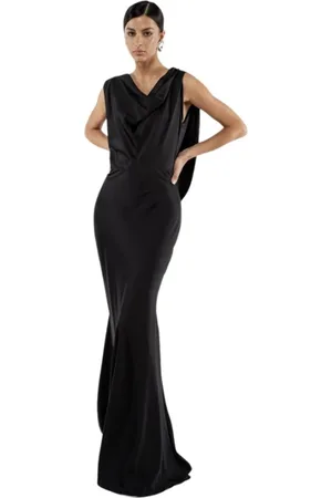 ACTUALEE Femme, Robes, Noir, Taille: 44 FR Robe Longue Noire en Polyester