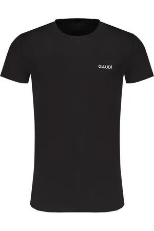 Gaudi Homme, Tops, Noir, Taille: S T-shirt Noir en Coton avec Logo Imprimé