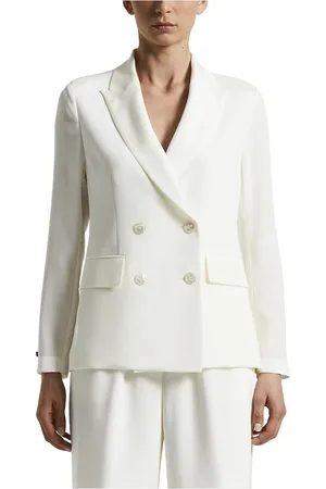 PESERICO SIGN Femme, Vestes, Blanc, Taille: 46 FR Blazer croisé en crêpe de chine