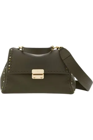 Carolina Herrera Femme, Sacs, Vert, Taille: ONE Size Sac à Bandoulière en Cuir Kaki avec Pierres Colorées