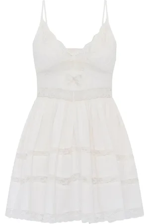 LOVESHACKFANCY Femme, Robes, Blanc, Taille: 38 FR Robe Mini en Dentelle Printemps/Été 