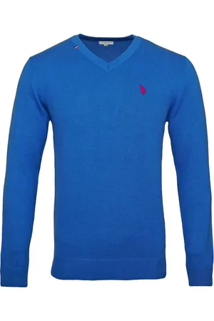 U.S. Polo Assn. Homme, Pulls, Bleu, Taille: XL Pull bleu à col en V
