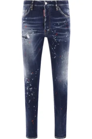 Dsquared2 Homme, Jeans, Bleu, Taille: M Jean en Denim Bleu avec Effet Usé
