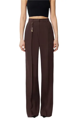 Elisabetta Franchi Femme, Pantalons, Brun, Taille: 42 FR Robe Élégante Viola Lily Florale