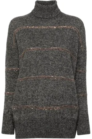 Brunello Cucinelli Femme, Pulls, Gris, Taille: 40 FR Cycliste Col Roulé en Maille