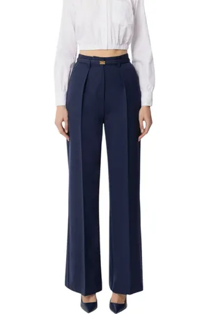 Elisabetta Franchi Femme, Pantalons, Bleu, Taille: 40 FR Pantalon avec Ceinture