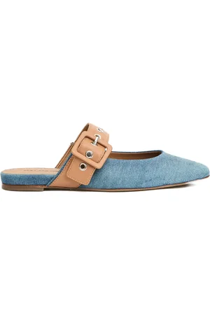 HALMANERA Femme, Chaussures, Bleu, Taille: 36 EU Ballerines en Denim et Cuir Bleu