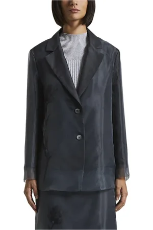 PESERICO SIGN Femme, Vestes, Bleu, Taille: 40 FR Blazer croisé en soie, coton et organza