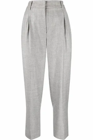 Brunello Cucinelli Femme, Pantalons, Gris, Taille: 40 FR Pantalon Court en Laine Gris