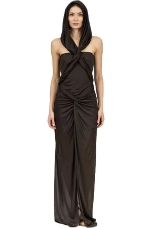 GIUSEPPE DI MORABITO Femme, Robes, Brun, Taille: 36 FR Robe Longue Marron Drapée En Viscose