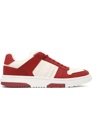 Tommy Hilfiger Homme, Chaussures, Multicolore, Taille: 43 EU Baskets en cuir blanc et rouge