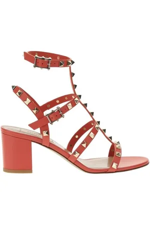VALENTINO GARAVANI Femme, Chaussures, , Taille: 37 1/2 EU Sandales à talons bas en cuir clouté