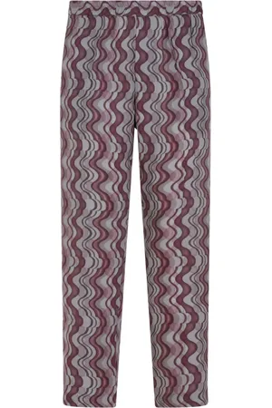 DRIES VAN NOTEN Homme, Pantalons, Multicolore, Taille: M Pantalon Rose & Violet à Motif Géométrique