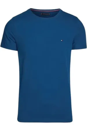 Tommy Hilfiger Homme, Tops, Bleu, Taille: XL T-shirt bleu avec logo sur le devant